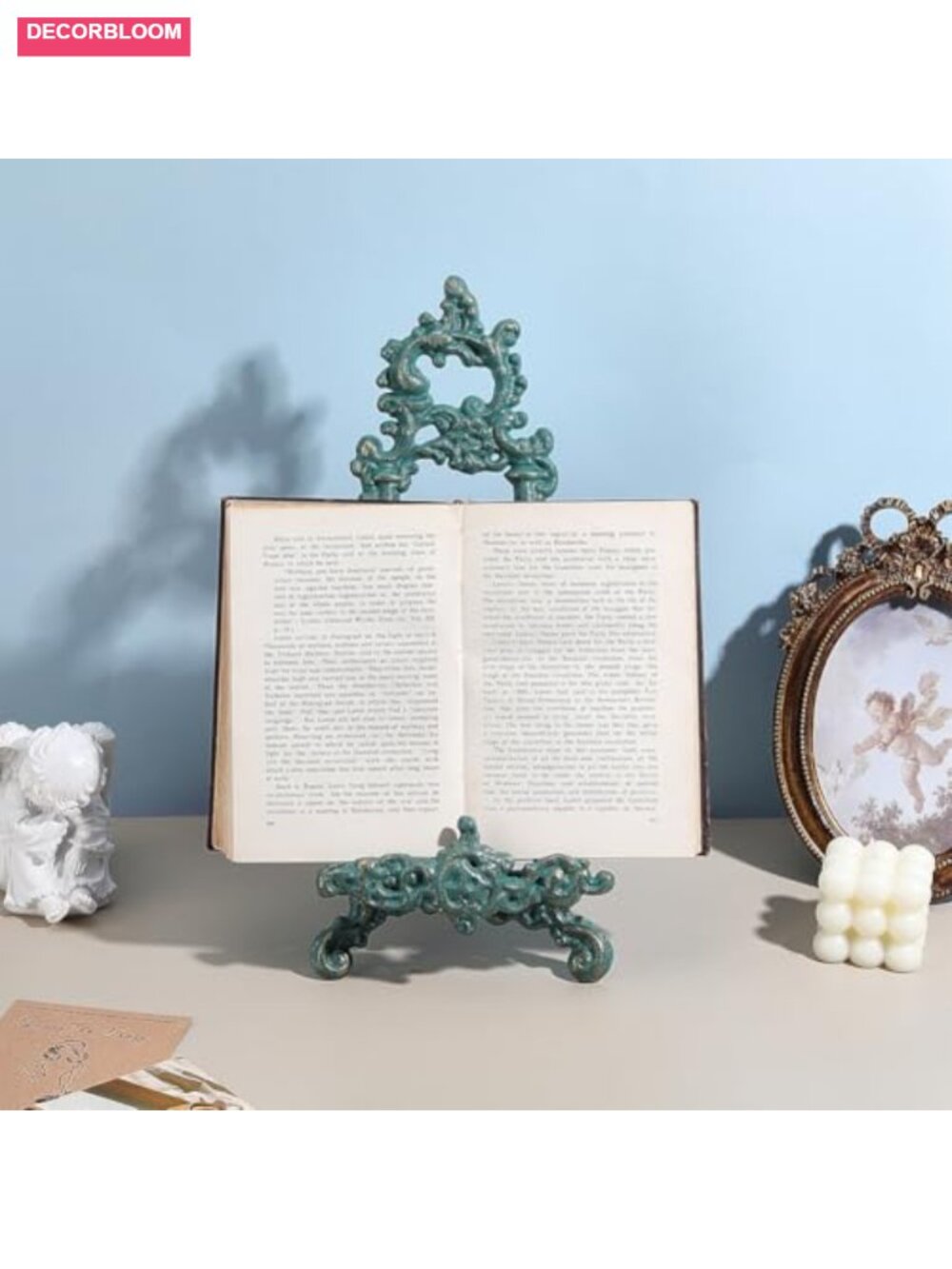 Cast Iron Cookbook Stand Vintage Ornate Metal Easel Holder Recipe Book Display - Picture 3 of 4